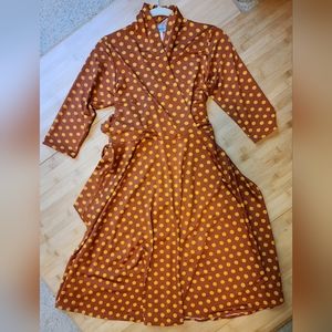 Karina 3/4 sleeve Ruby faux wrap dress, M/L, polka dot pattern